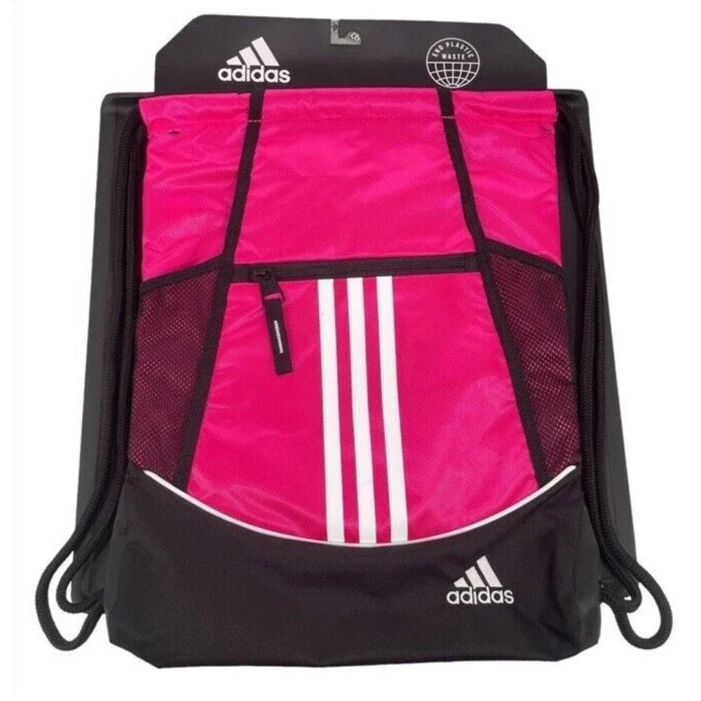 Adidas Alliance II Sackpack Sling Backpack School College Sport Travel Pink NEW - Picture 2 of 7